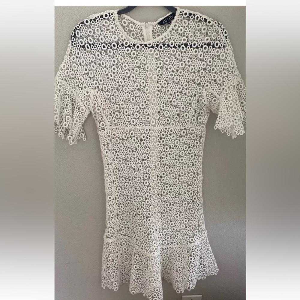 ELLIATT GUIPURE Minimalost Sheer Off White Lace Dress Size Small